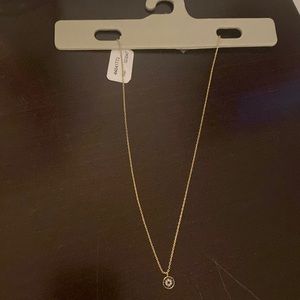 Beautiful silver and navy pendant - gold chain necklace